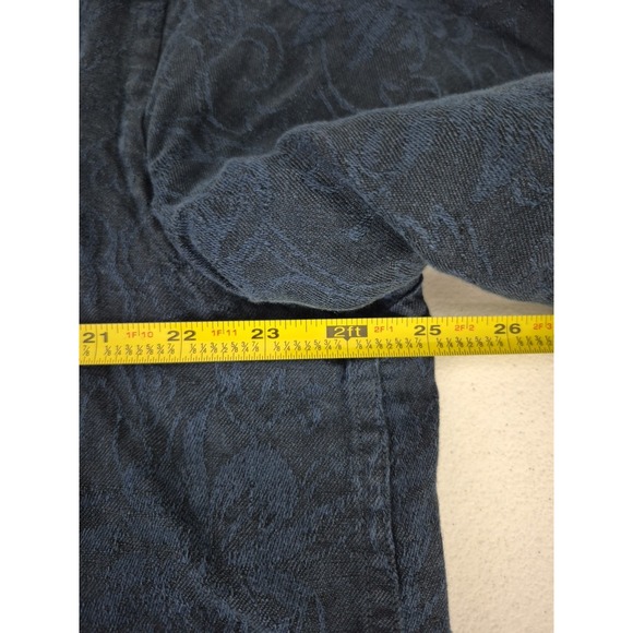 Claiborne Shirt Mens XL Blue Luxe Relief‎ Paisley 100% linen Short Sleeve - Picture 5 of 7